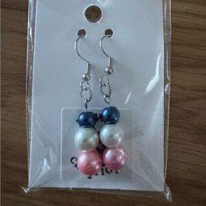 Howie Creations Pink and Blue Beaded Earrings - NWOT